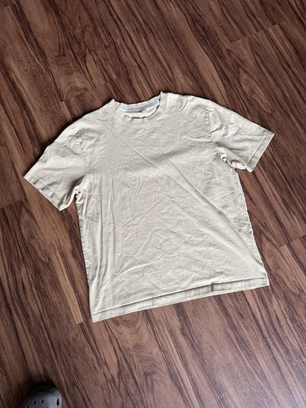lululemon athletica Heavyweight Cotton Jersey Beige Crewneck Short Sleeve Tee